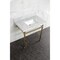 Kingston Brass 36 Console Sink with Brass Legs 8Inch, 3 Hole, Marble WhiteBrushed Brass KVBH3622M8SQ7 - alternate 3